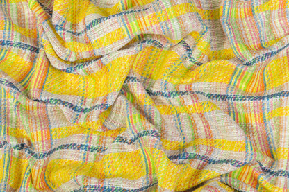 Checked Italian Cotton Blend Tweed - Yellow