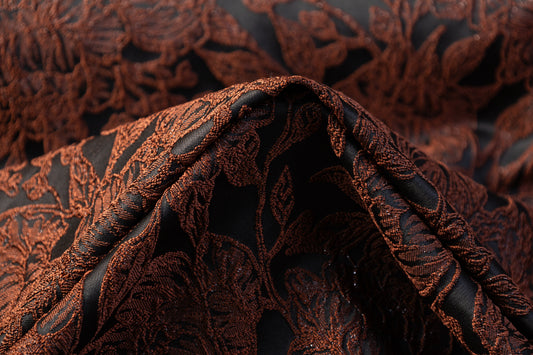 Floral Metallic Cloqué Brocade - Brown / Black