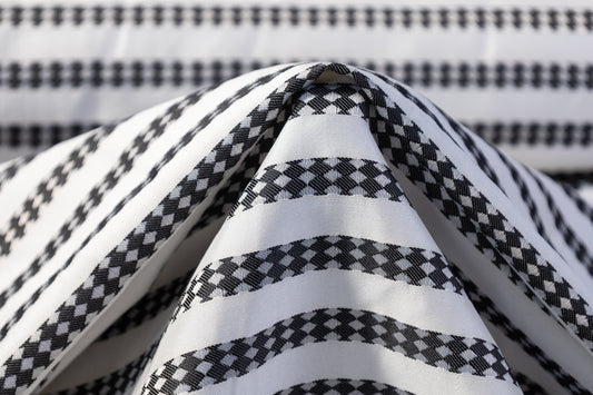 Diamond Striped Brocade - Black / White