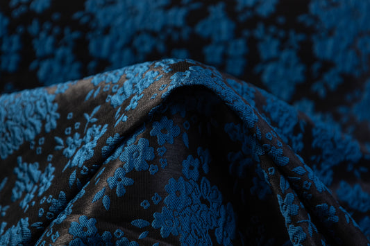 Floral Brocade - Blue / Black