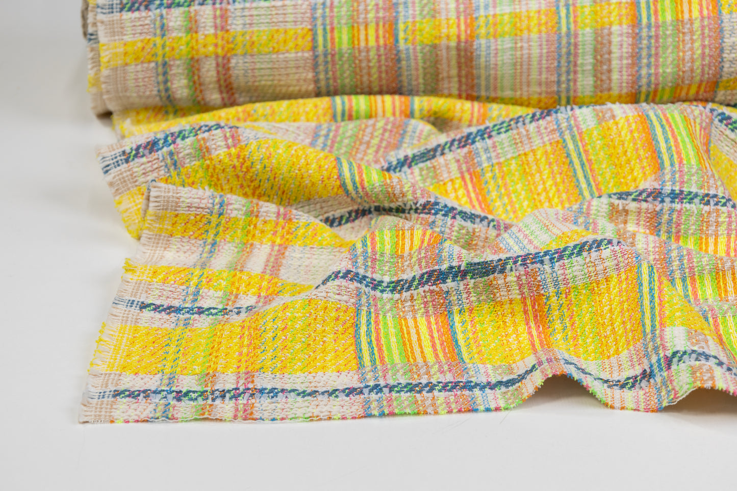 Checked Italian Cotton Blend Tweed - Yellow