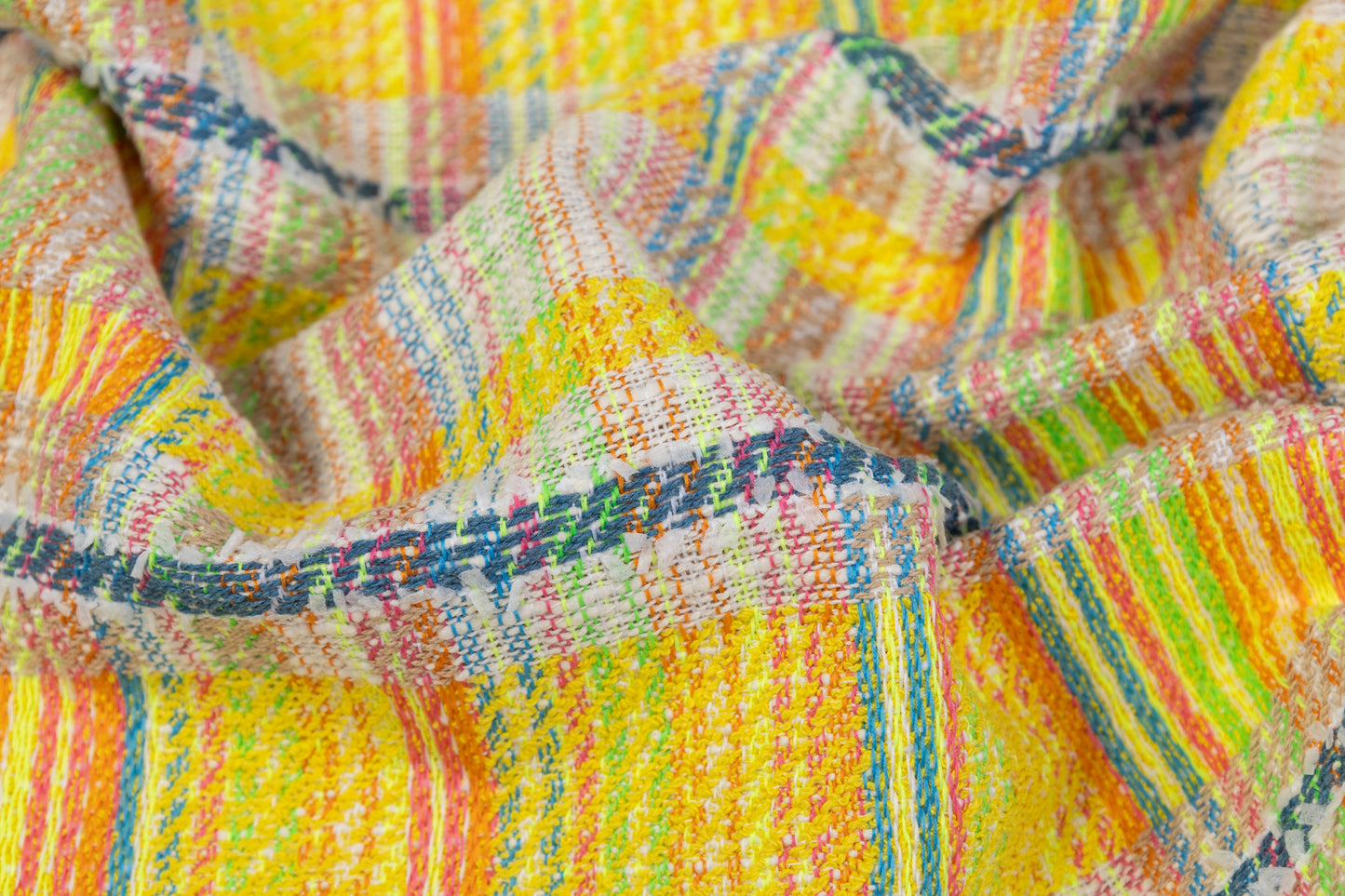 Checked Italian Cotton Blend Tweed - Yellow