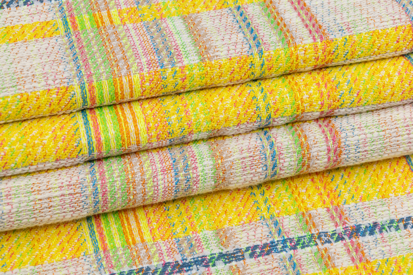 Checked Italian Cotton Blend Tweed - Yellow