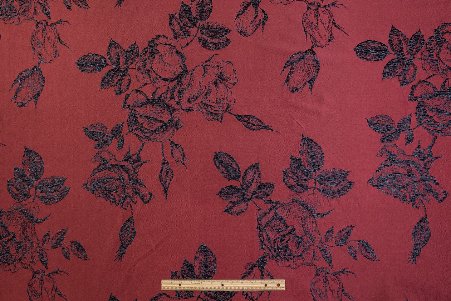 Floral Metallic Italian Brocade - Burgundy / Midnight