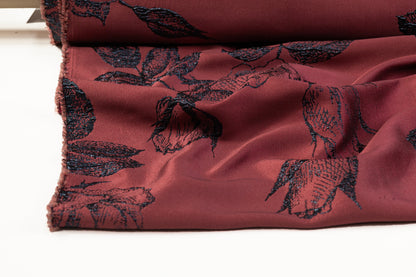 Floral Metallic Italian Brocade - Burgundy / Midnight