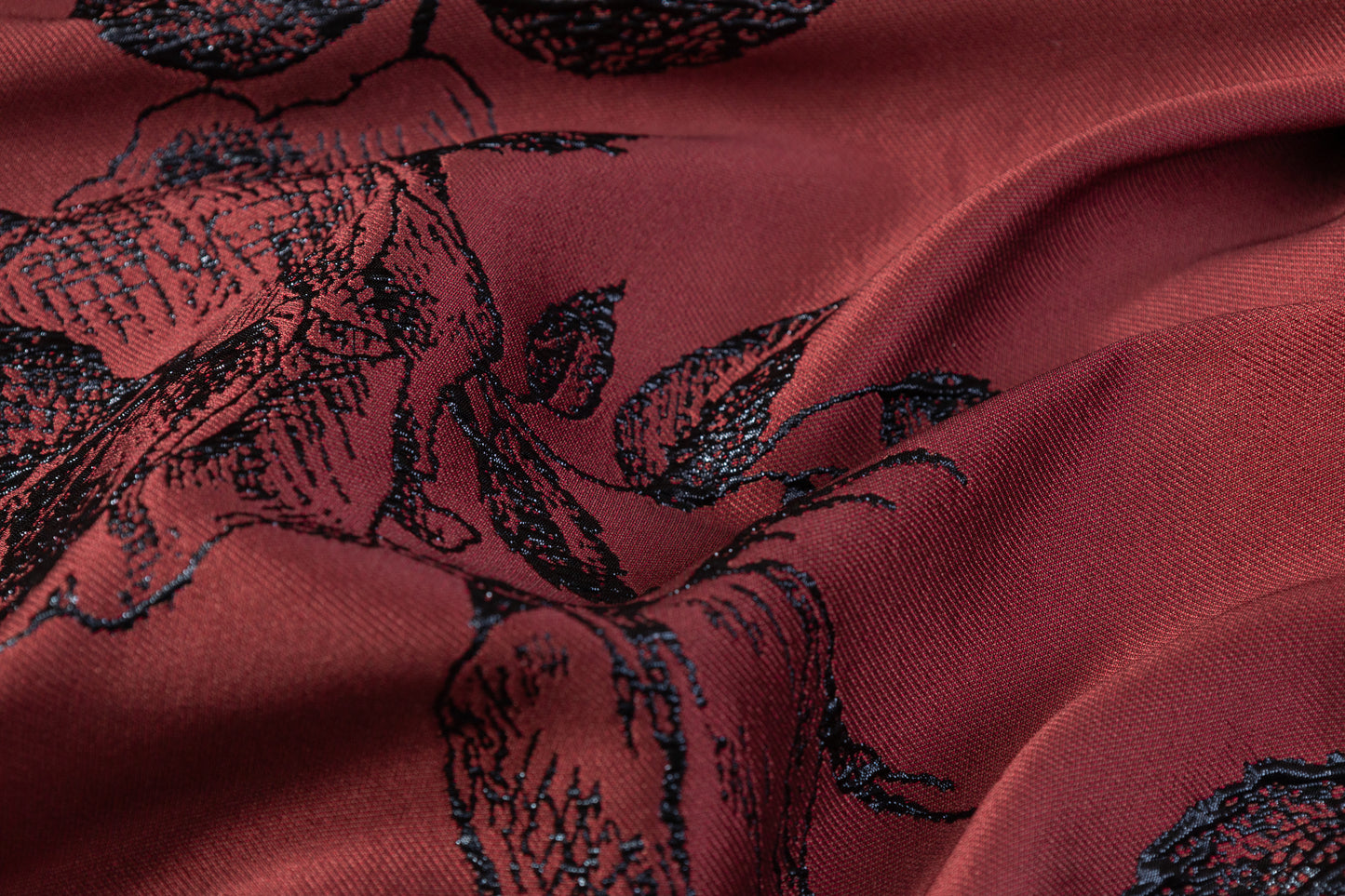 Floral Metallic Italian Brocade - Burgundy / Midnight