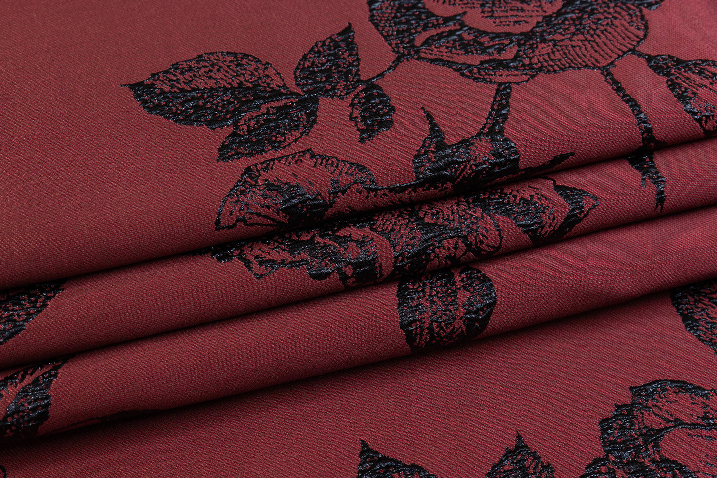 Floral Metallic Italian Brocade - Burgundy / Midnight