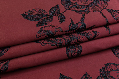 Floral Metallic Italian Brocade - Burgundy / Midnight