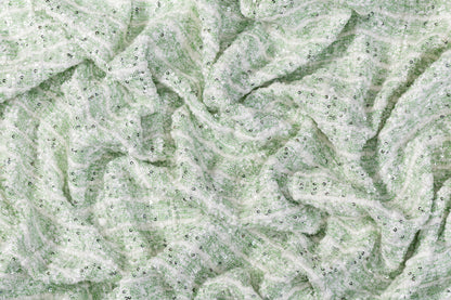 Sequined Chenille Tweed - Green / White