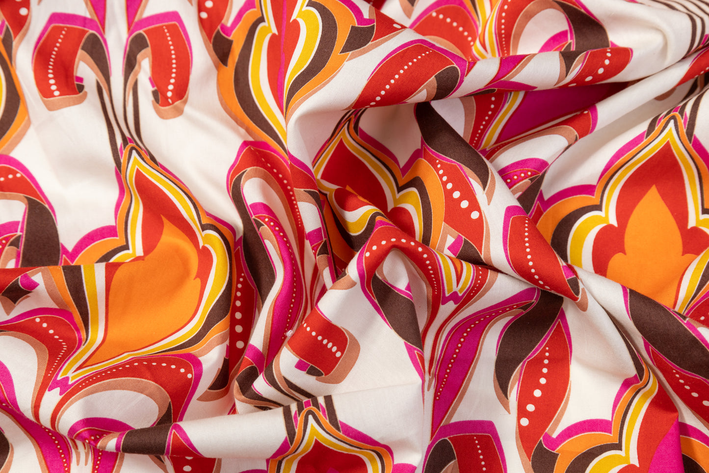 Printed Italian Cotton - Red / Orange / Brown