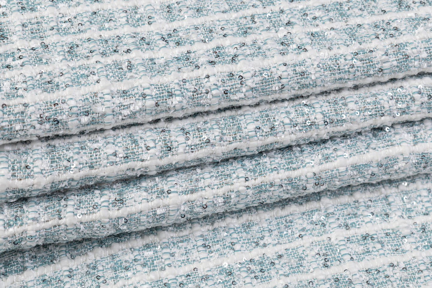 Sequined Chenille Tweed - Blue / White