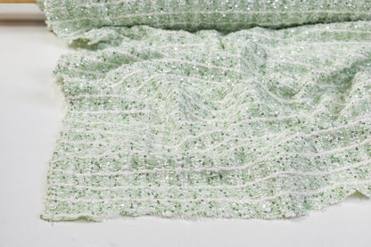 Sequined Chenille Tweed - Green / White