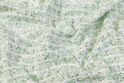 Sequined Chenille Tweed - Green / White