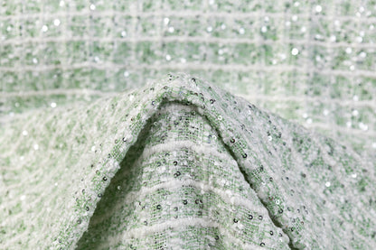 Sequined Chenille Tweed - Green / White