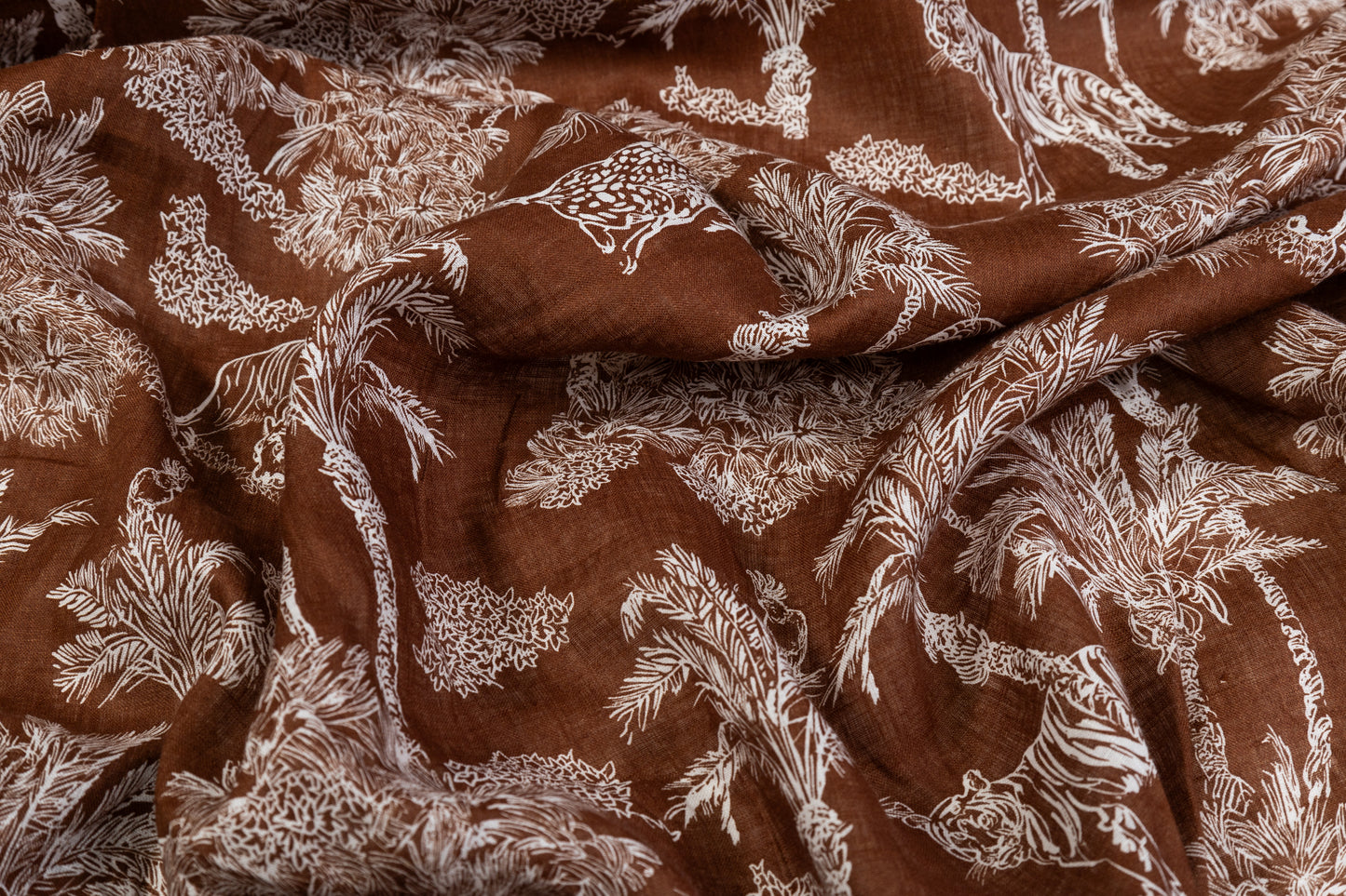 Jungle Print Italian Linen - Brown