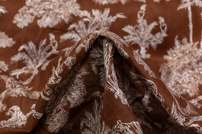 Jungle Print Italian Linen - Brown