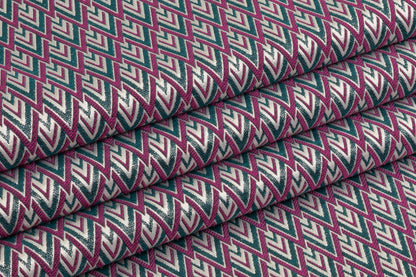 Geometric Metallic Italian Brocade - Magenta / Teal