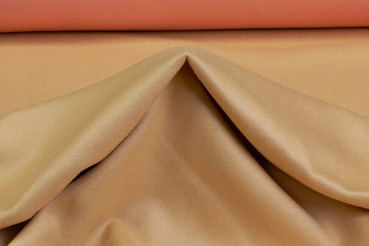 Double-Faced Italian Wool Coating - Coral Pink / Honey Beige