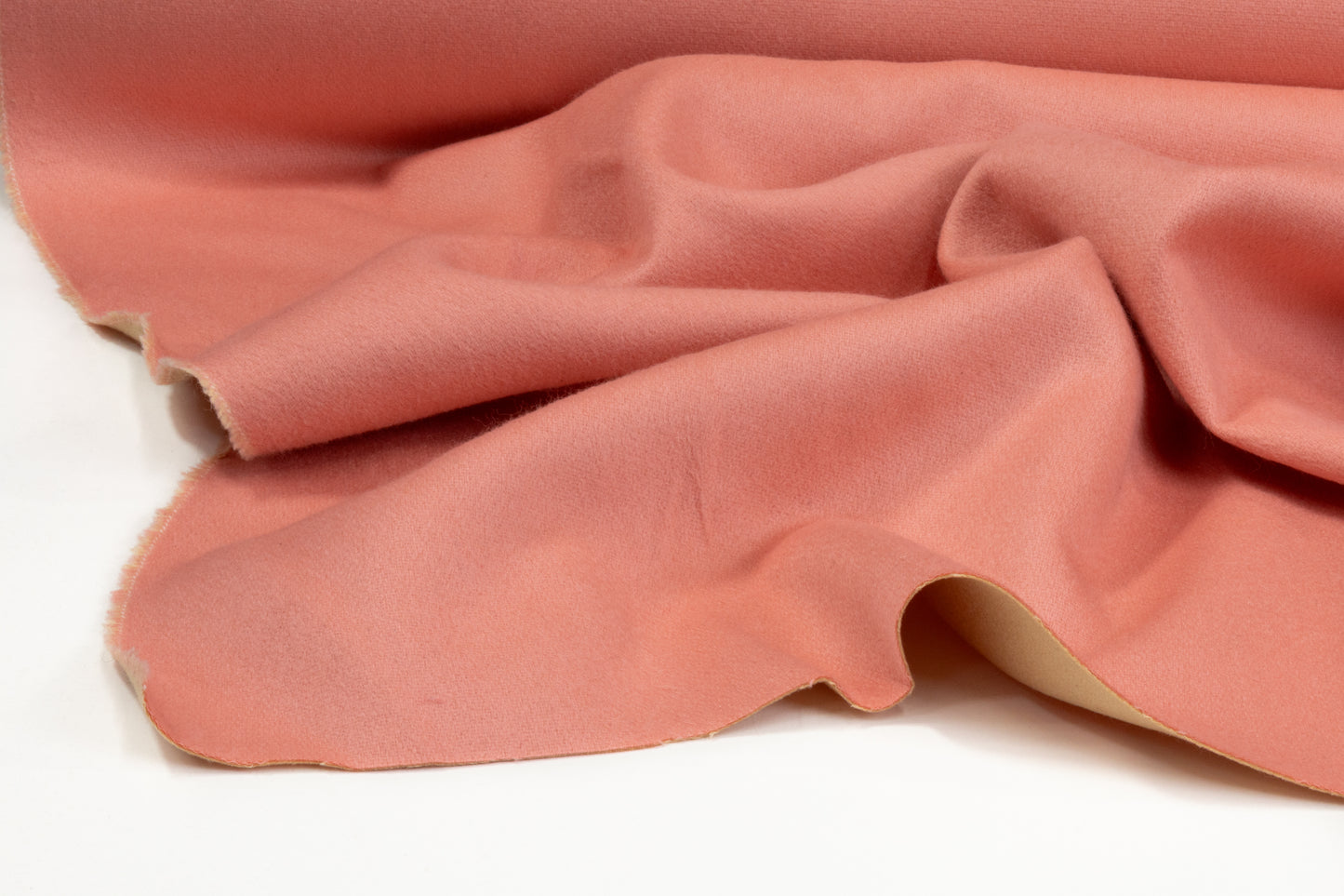 Double-Faced Italian Wool Coating - Coral Pink / Honey Beige