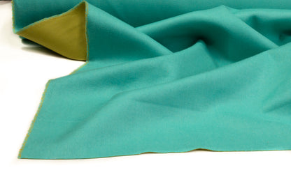 Double-Faced Italian Wool Coating - Lagoon Blue / Golden Lime