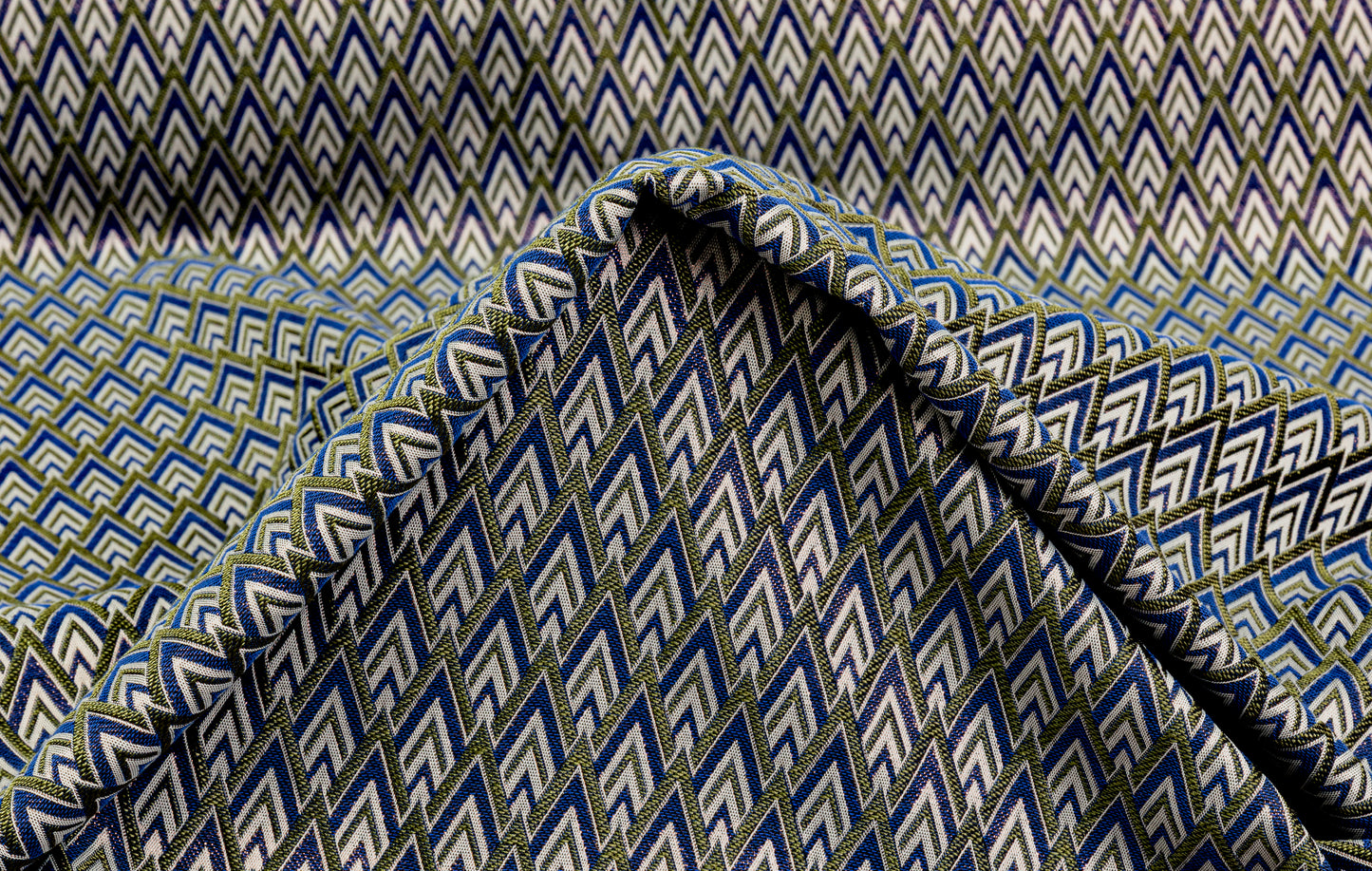 Geometric Metallic Italian Brocade - Green / Blue