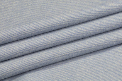 Brushed Italian Wool Blend Twill Coating - Blue