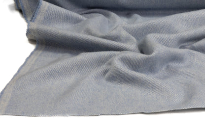 Brushed Italian Wool Blend Twill Coating - Blue