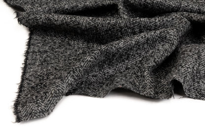 Italian Herringbone Wool Tweed - Charcoal Gray