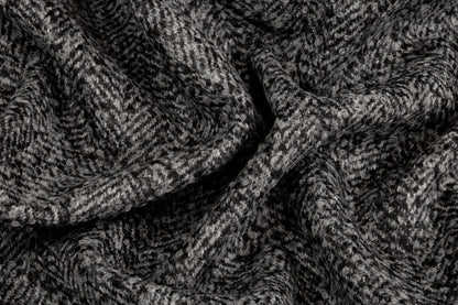 Italian Herringbone Wool Tweed - Charcoal Gray