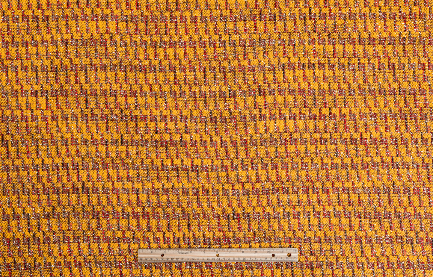 Carnet - Metallic Italian Wool Blend Tweed - Yellow / Coral / Red / Gold