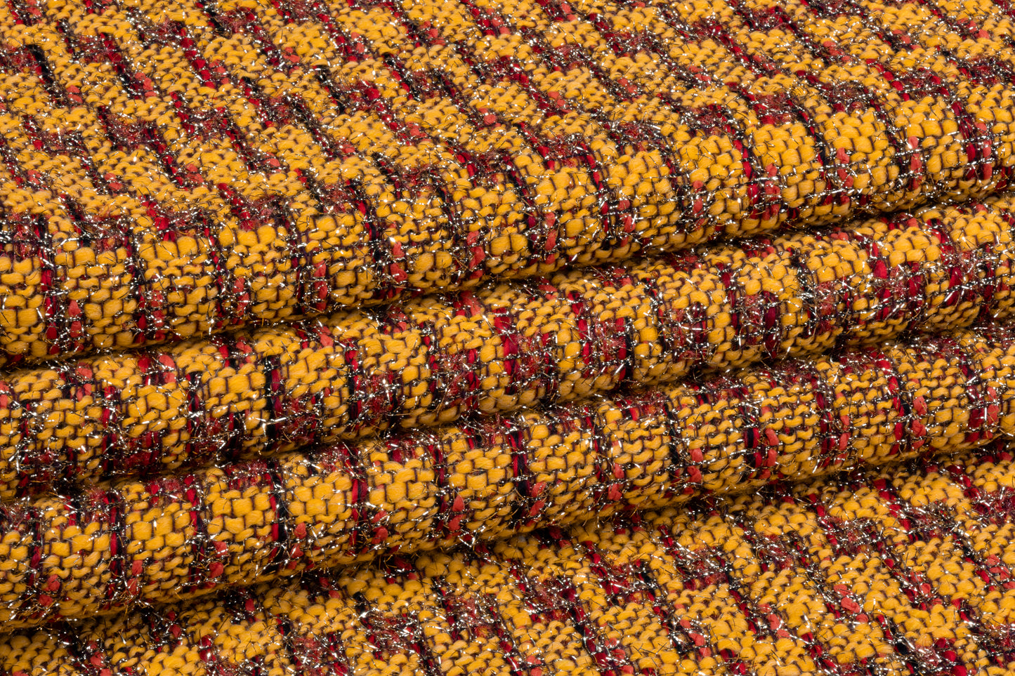 Carnet - Metallic Italian Wool Blend Tweed - Yellow / Coral / Red / Gold