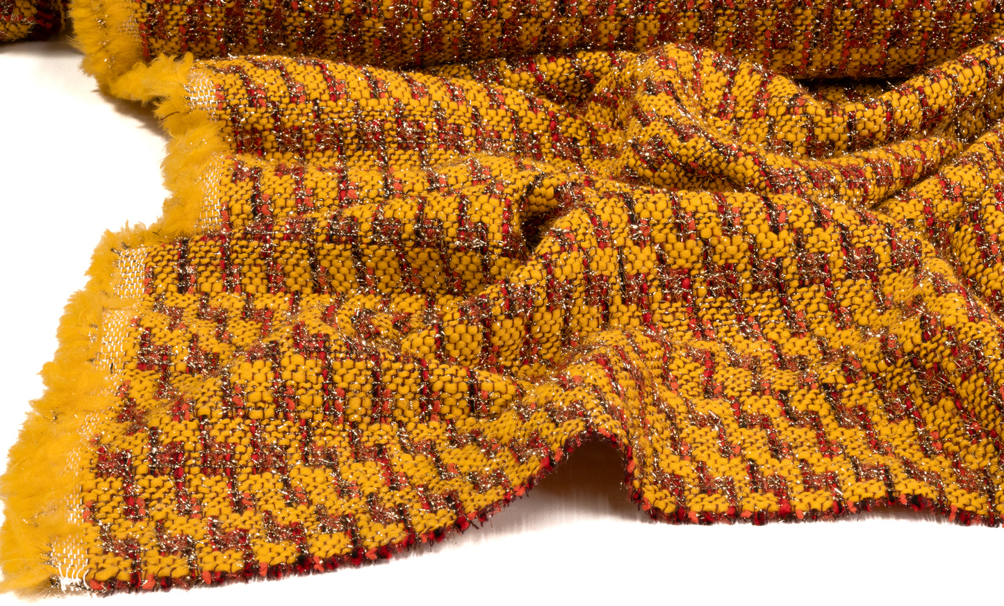 Carnet - Metallic Italian Wool Blend Tweed - Yellow / Coral / Red / Gold