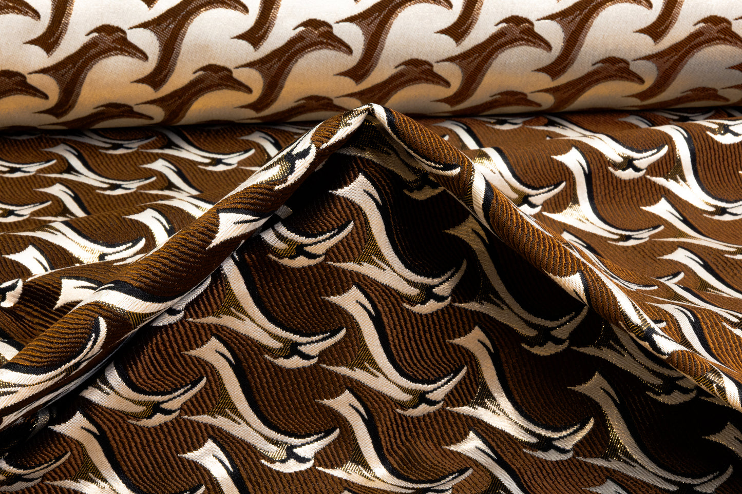 Abstract Metallic Italian Brocade - Brown / Gold / Black