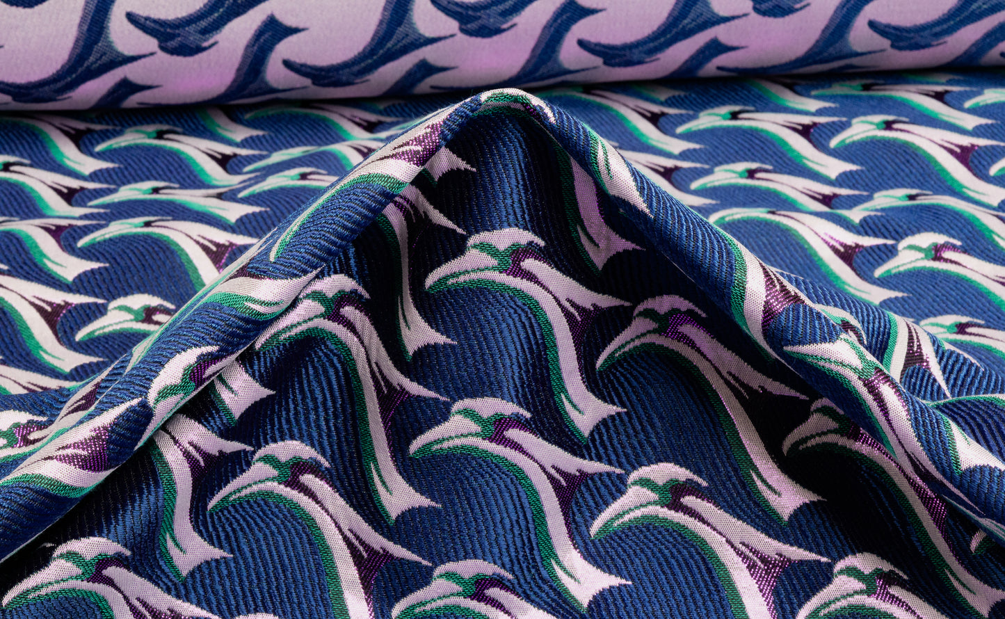 Abstract Metallic Italian Brocade - Blue / Fuchsia / Green