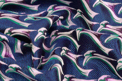 Abstract Metallic Italian Brocade - Blue / Fuchsia / Green