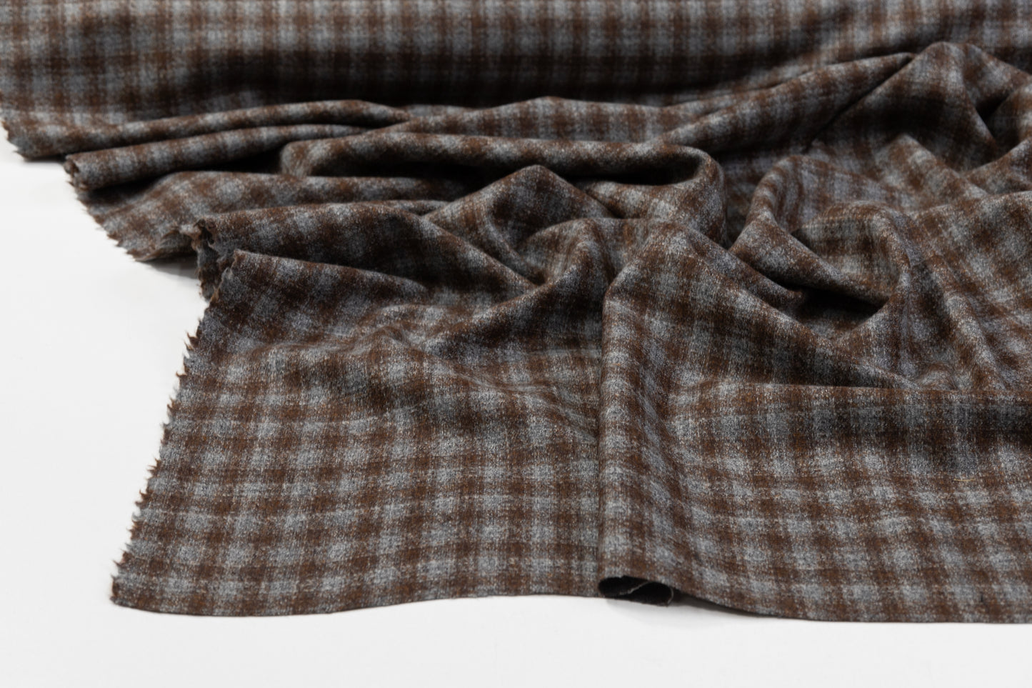 Checked Italian Wool Tweed - Brown / Gray