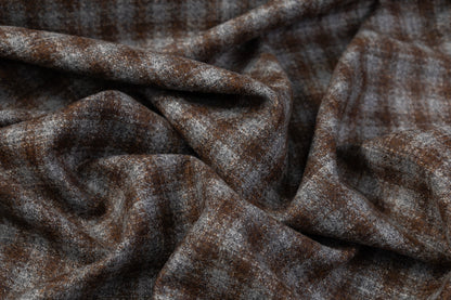 Checked Italian Wool Tweed - Brown / Gray