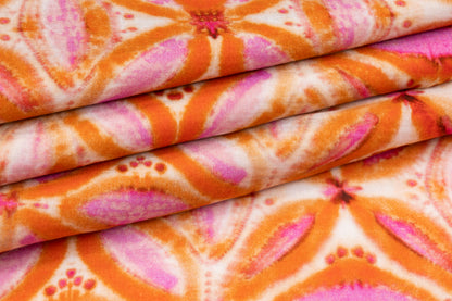 Printed Italian Cotton Gauze - Orange / Purple