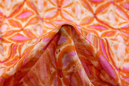 Printed Italian Cotton Gauze - Orange / Purple