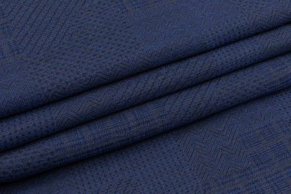 Double Faced Italian Linen Jacquard - Blue