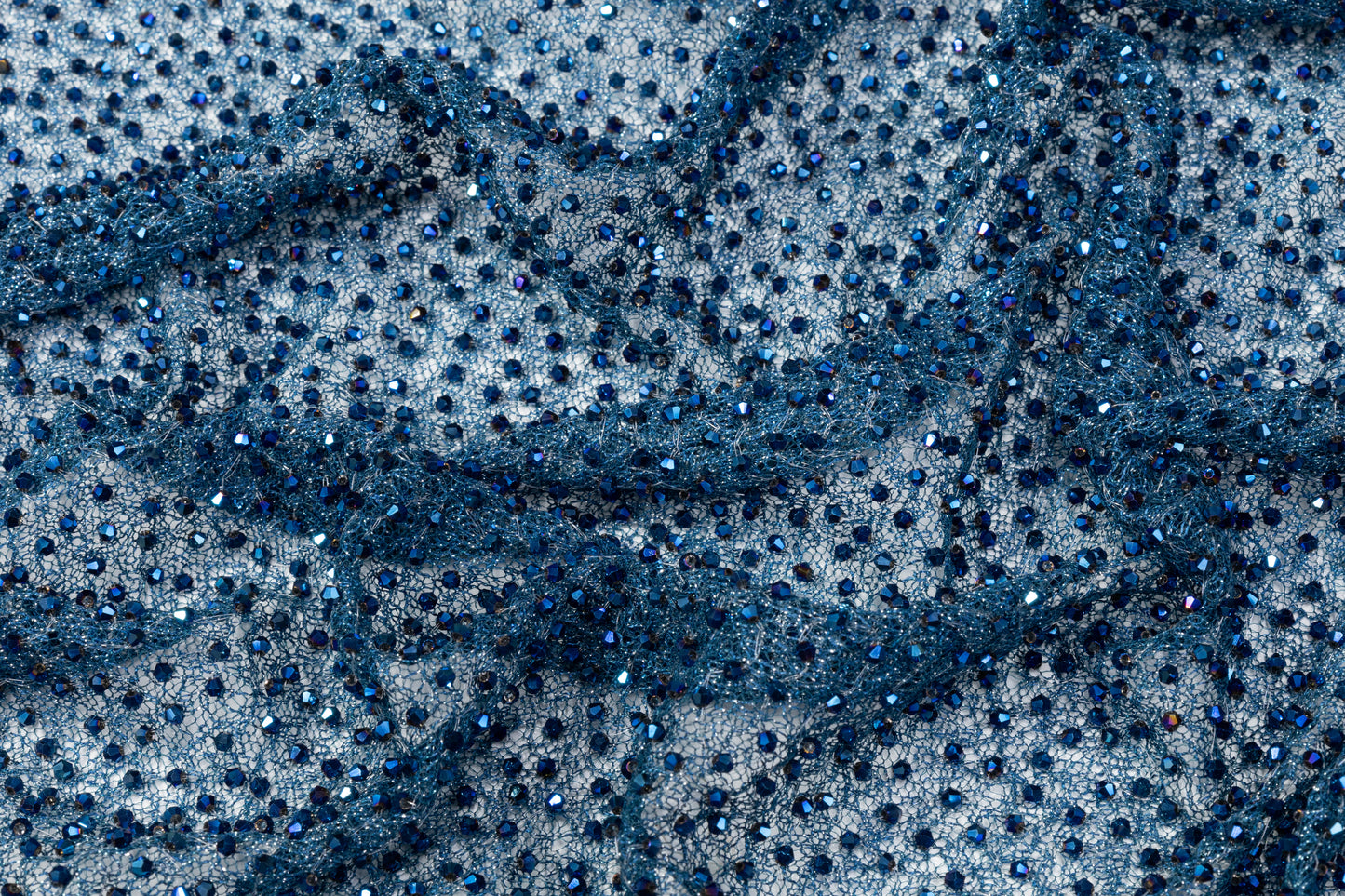 Handmade Crystal Beaded Lace - Blue