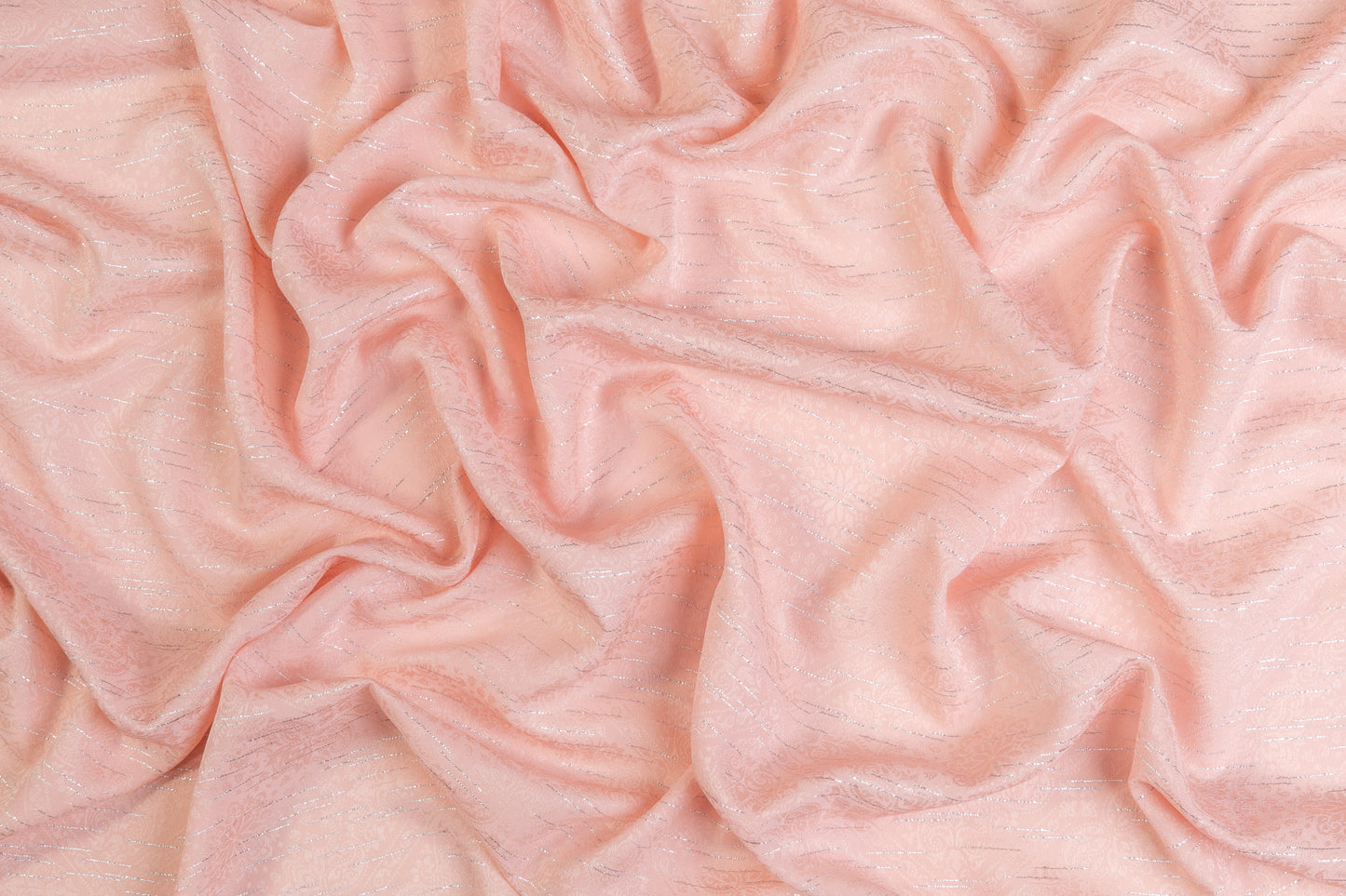 Metallic Italian Silk Crepe De Chine Jacquard - Pink