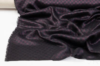 Checked Italian Silk Lamé - Black / Thunder