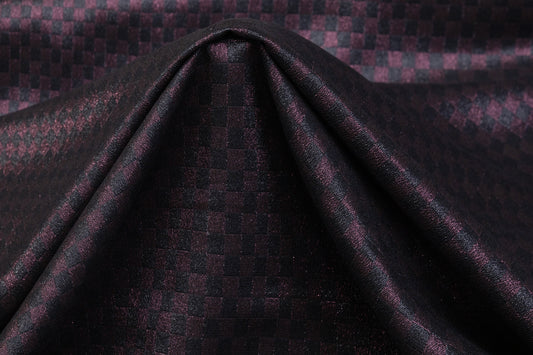 Checked Italian Silk Lamé - Black / Thunder