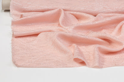 Metallic Italian Silk Crepe De Chine Jacquard - Pink