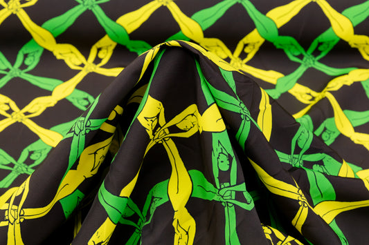 Olympic Diver Printed Viscose  - Green / Black / Yellow