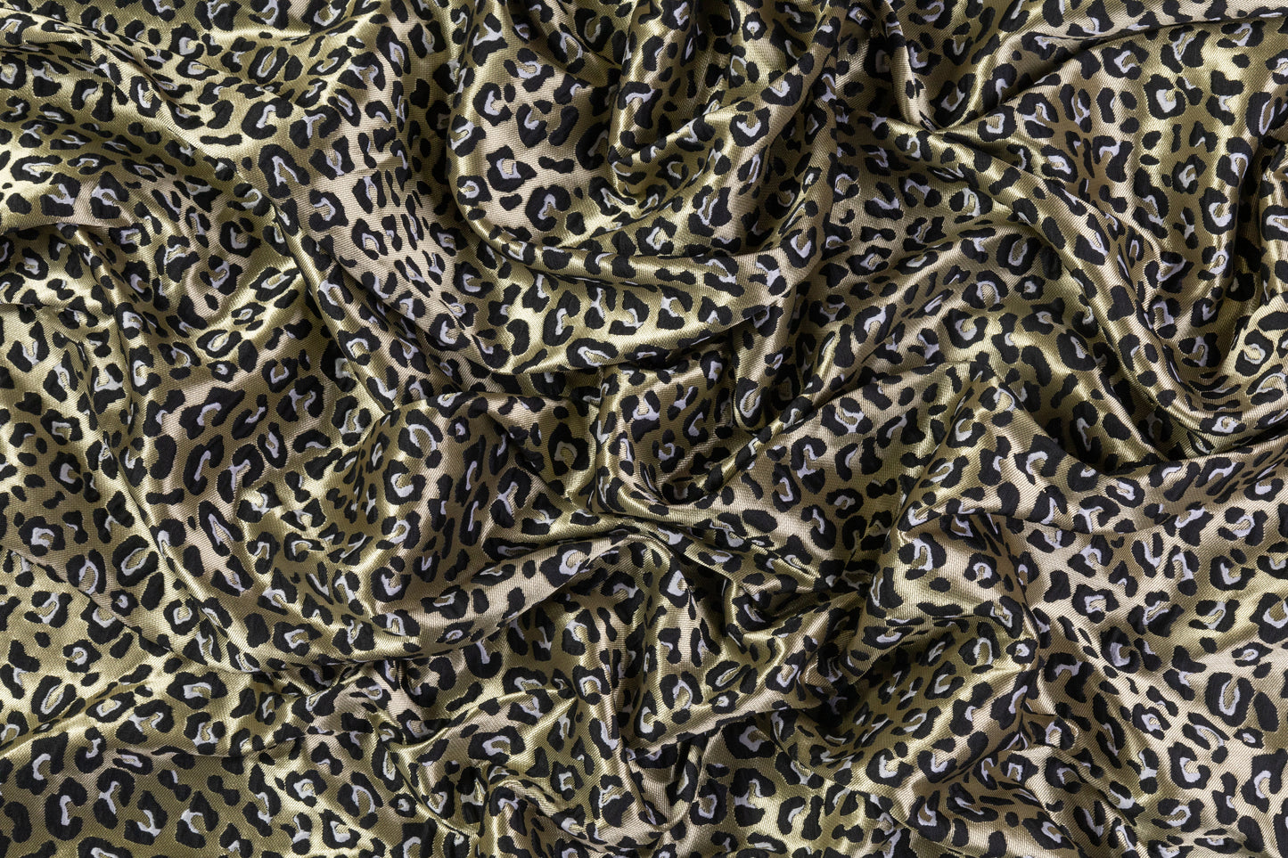 Cheetah Design Metallic Brocade - Gold / Black / White