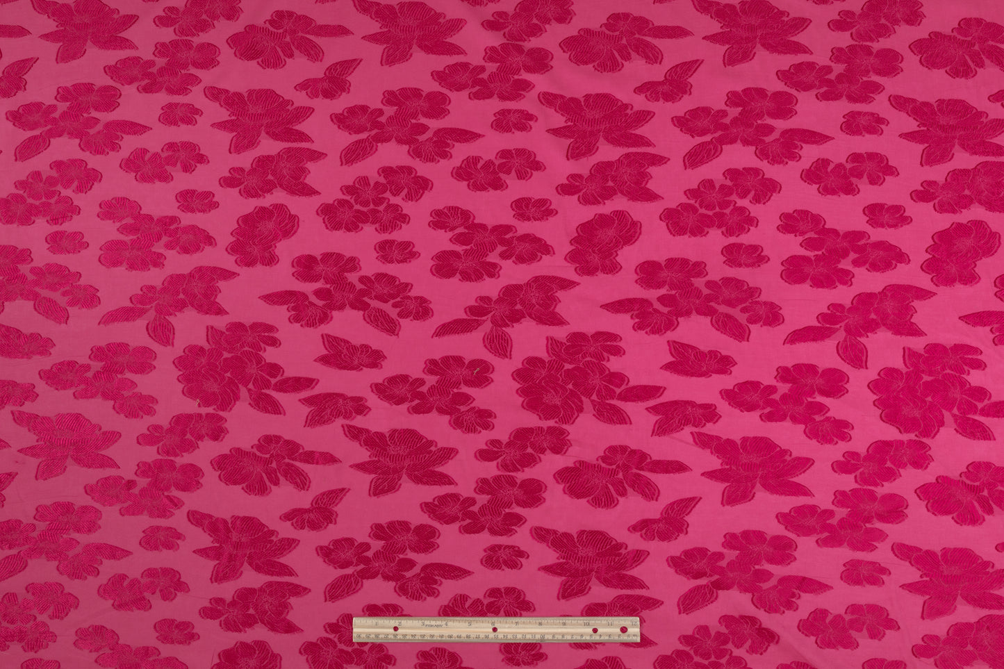 Floral Italian Cotton Viscose Fil Coupé - Magenta