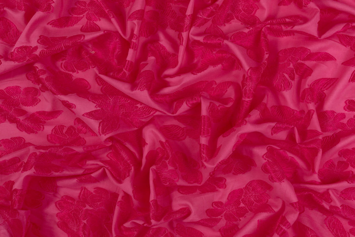 Floral Italian Cotton Viscose Fil Coupé - Magenta