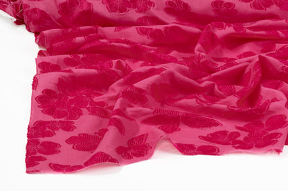 Floral Italian Cotton Viscose Fil Coupé - Magenta